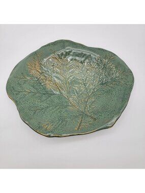 Signed Art Pottery Centerpiece Dish With Fern Imprint